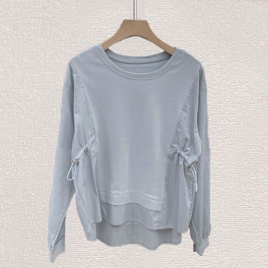 秋季新款纯色气质收腰抽绳显瘦女装衬衫前短后长显瘦卫衣长袖t恤,女装/女士精品,T恤,淘宝优惠券,粉丝福利购,淘宝优惠卷