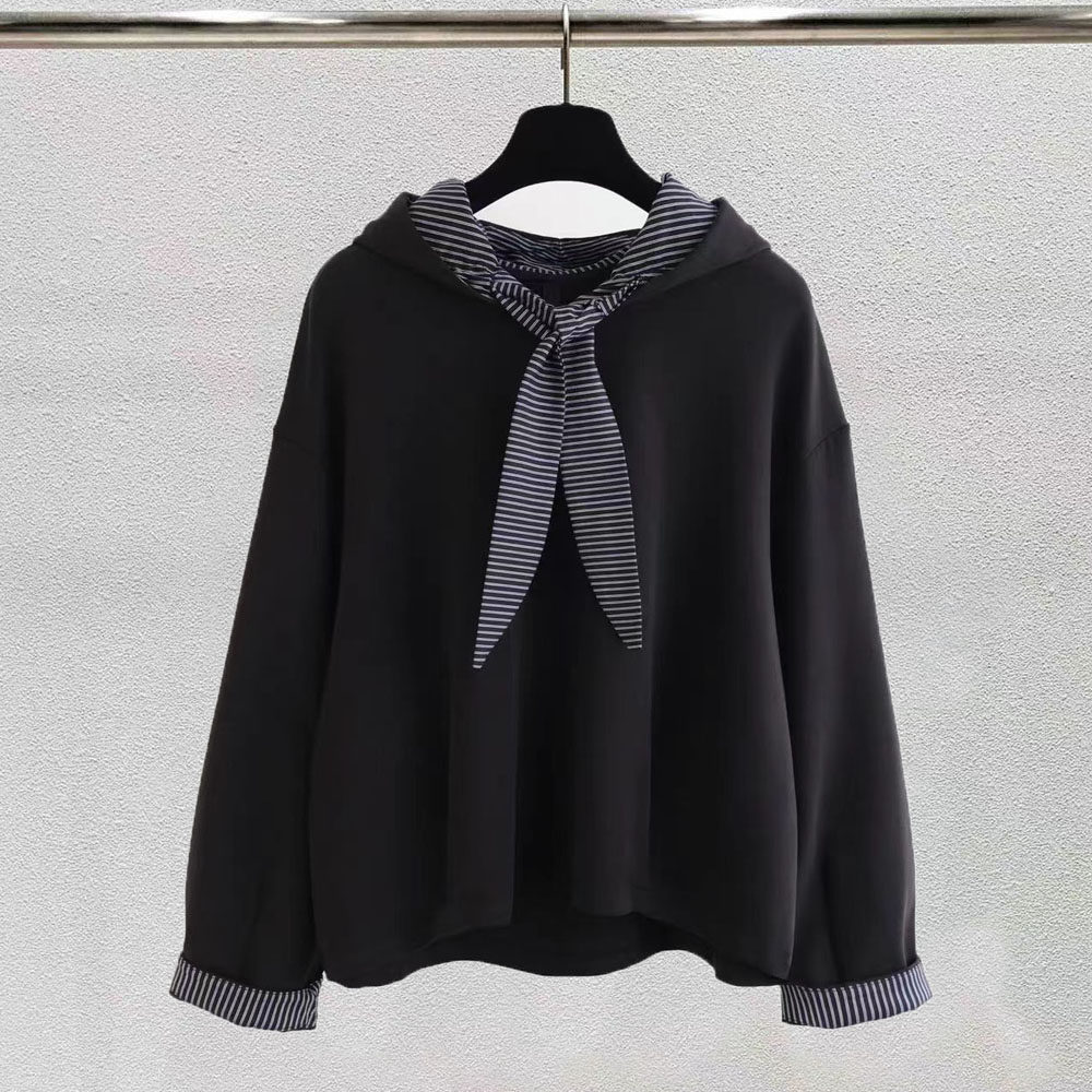 连帽抽绳卫衣女2025新款秋冬季宽松慵懒风短款外套女士假两件上衣