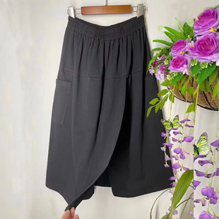纯色不规则工装裙裤薄款2024新款山本裤裙a字半身裙七分阔腿裤子