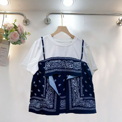 假两件女装短袖体恤衫上衣