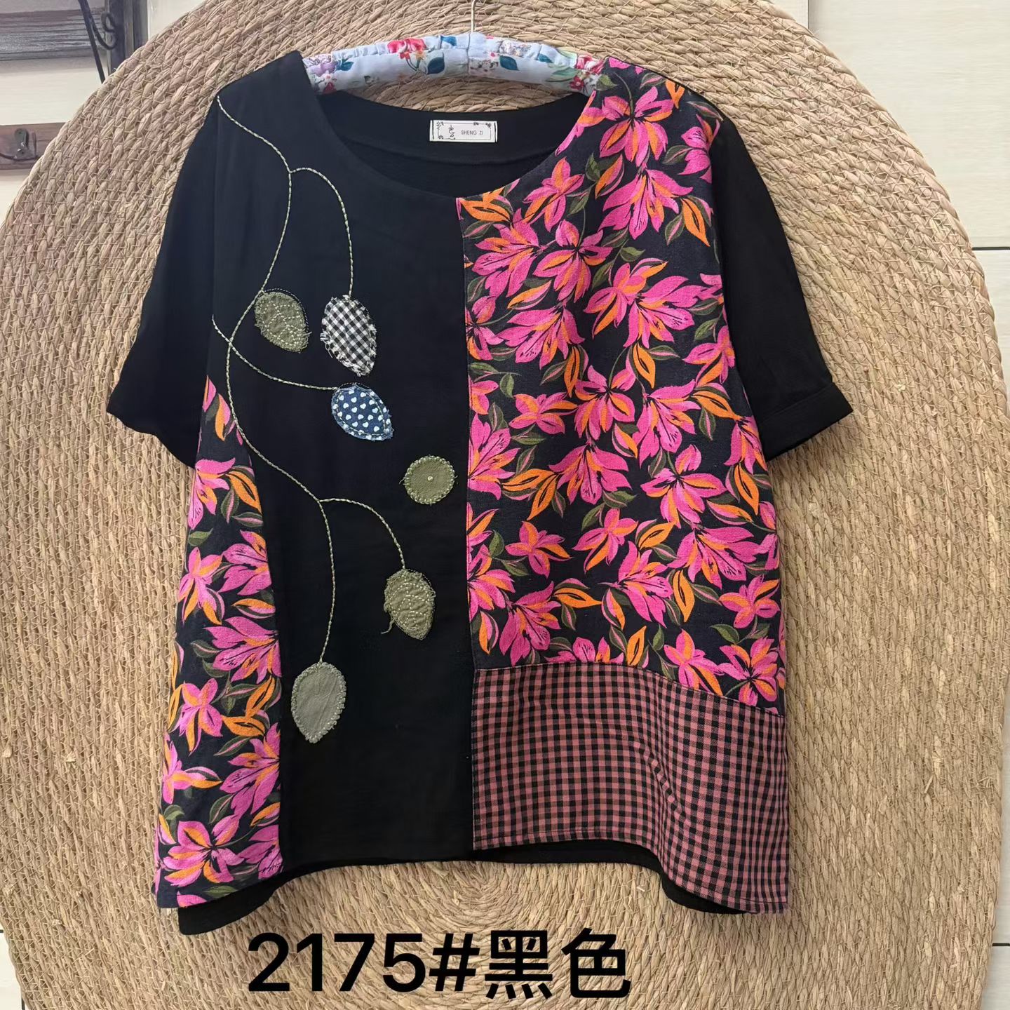 时尚韩版侧边蕾丝拼接短袖体恤