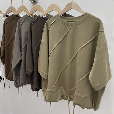 时尚韩版纯色拼接女装大码上衣