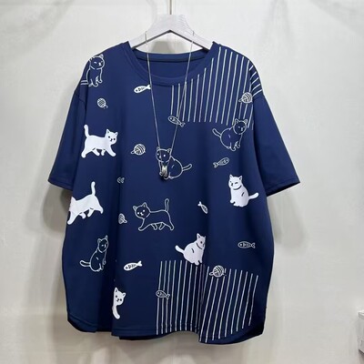 减龄印花纯棉短袖体恤衫