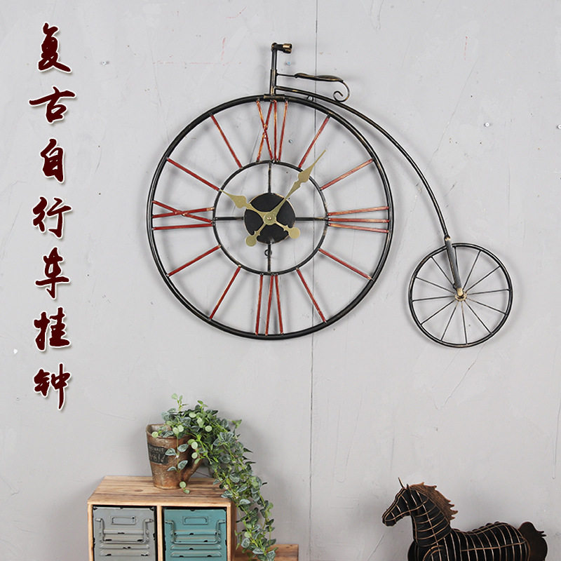 新款美式乡村复古墙面装饰挂件做旧创意铁艺自行车钟壁饰壁挂钟表|ruв категории Домашний быт, роспись - от Buy2taobao.com для оказания профессиональной услуги покупки агента Taobao