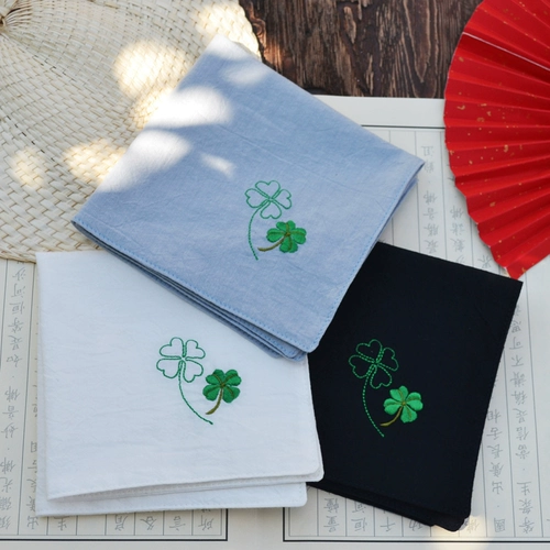 Хлопковый двухэтажный носовой платок, полотенце от пота для влюбленных для школьников, с вышивкой, подарок на день рождения