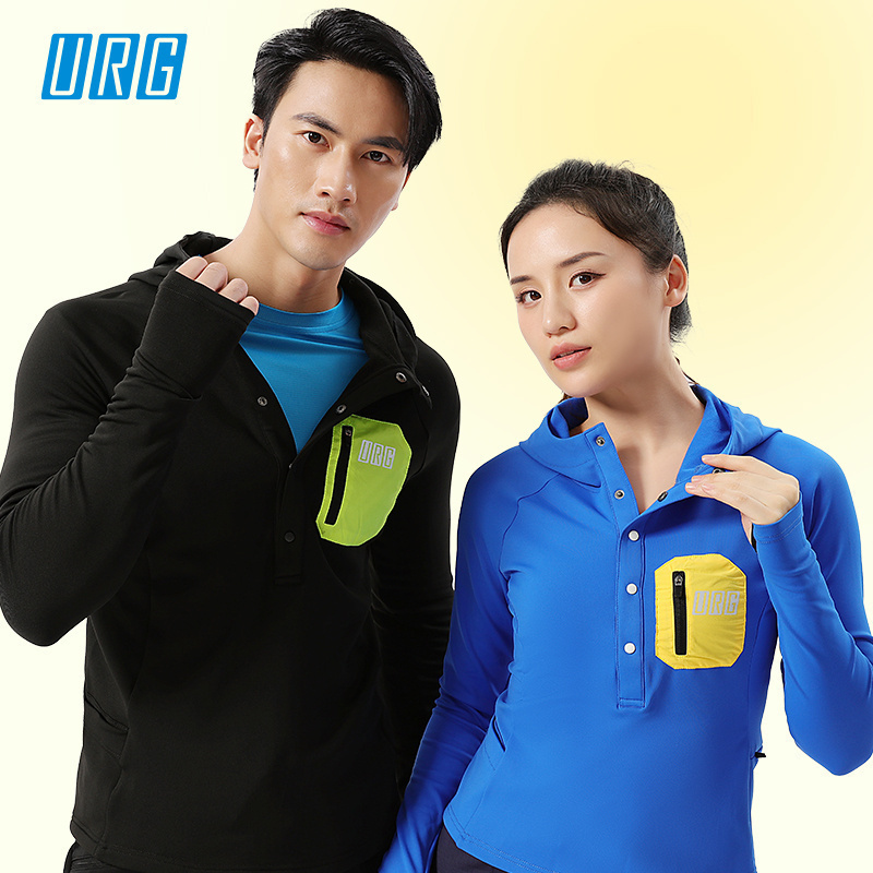 URG男女跑步连帽加绒保暖抓绒衣