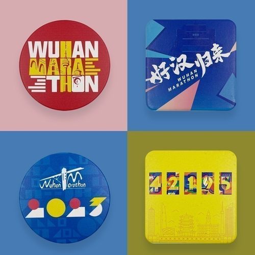 武汉马拉松限定版陶瓷杯垫