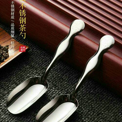 茶勺不锈钢茶具配件工具勺子茶叶匙黑檀木花梨木家用分茶取茶勺