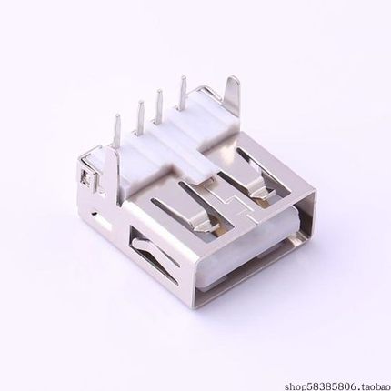 902-241A1011D10100 母座 弯插 内扣直脚无边内弹铁壳T型PBT白胶