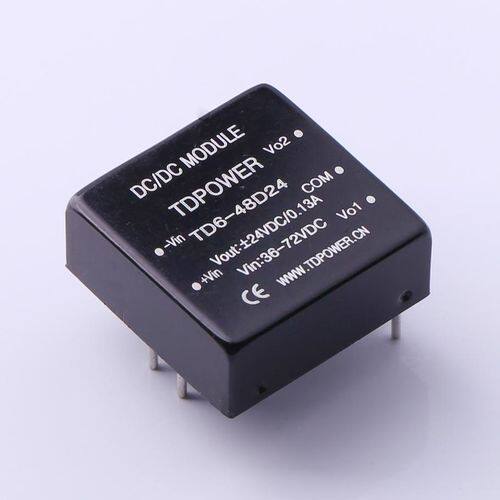 TD6-48D15   Vin=36V~72V Vout=±15V 200mA 2A 可正负配置