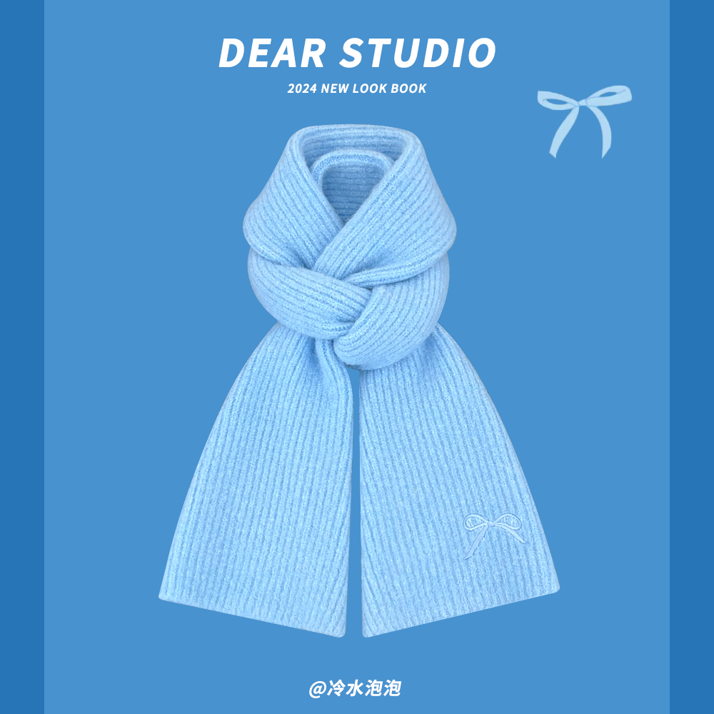 秋冬甜美蝴蝶结保暖百搭围巾女潮