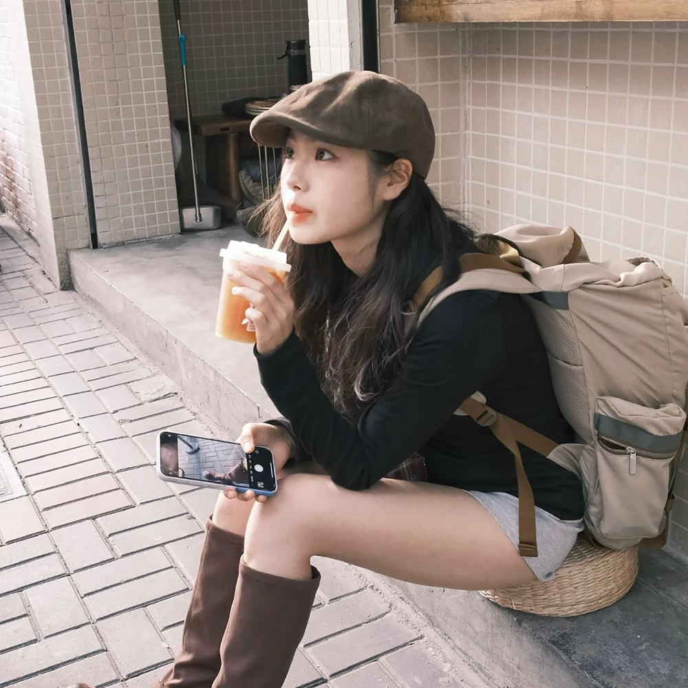 2025新款棕色麂皮绒前进帽子女