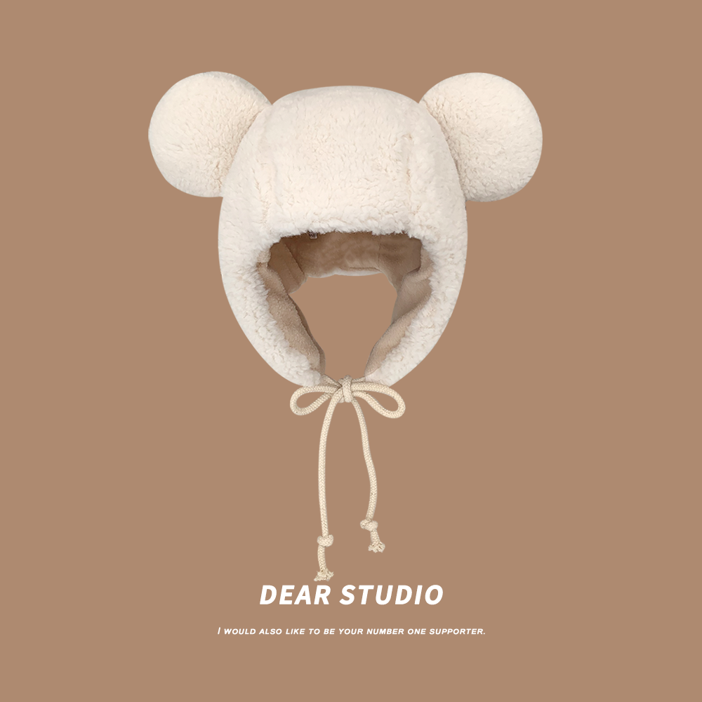 日系可爱小熊耳朵绑带雷锋帽子女秋冬保暖加绒羊羔绒百搭护耳帽潮,服饰配件/皮带/帽子/围巾,帽子,淘宝优惠券,粉丝福利购,淘宝优惠卷