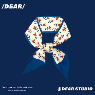 ins韩版碎花春夏季长条小丝带腰带女百搭多功能装饰领巾飘带发带