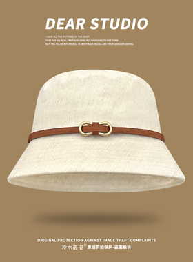 2025新款日常通勤棕色皮带渔夫帽子女秋冬季素颜百搭显脸小盆帽潮