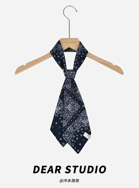 韩系复古碎花长条领带女2025新款高级感系脖丝巾百搭细窄飘带领巾