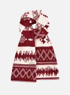 2025新款费尔岛风复古提花针织围巾女秋冬季加厚保暖防寒护颈围脖