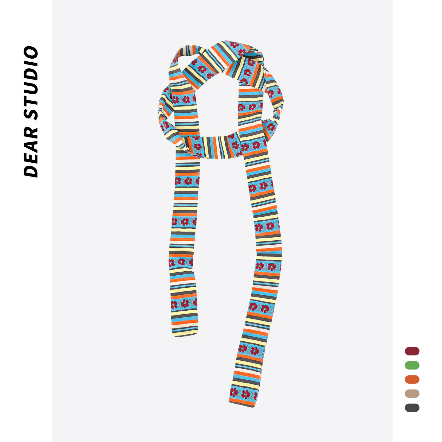 复古彩色条纹小花针织细围巾女