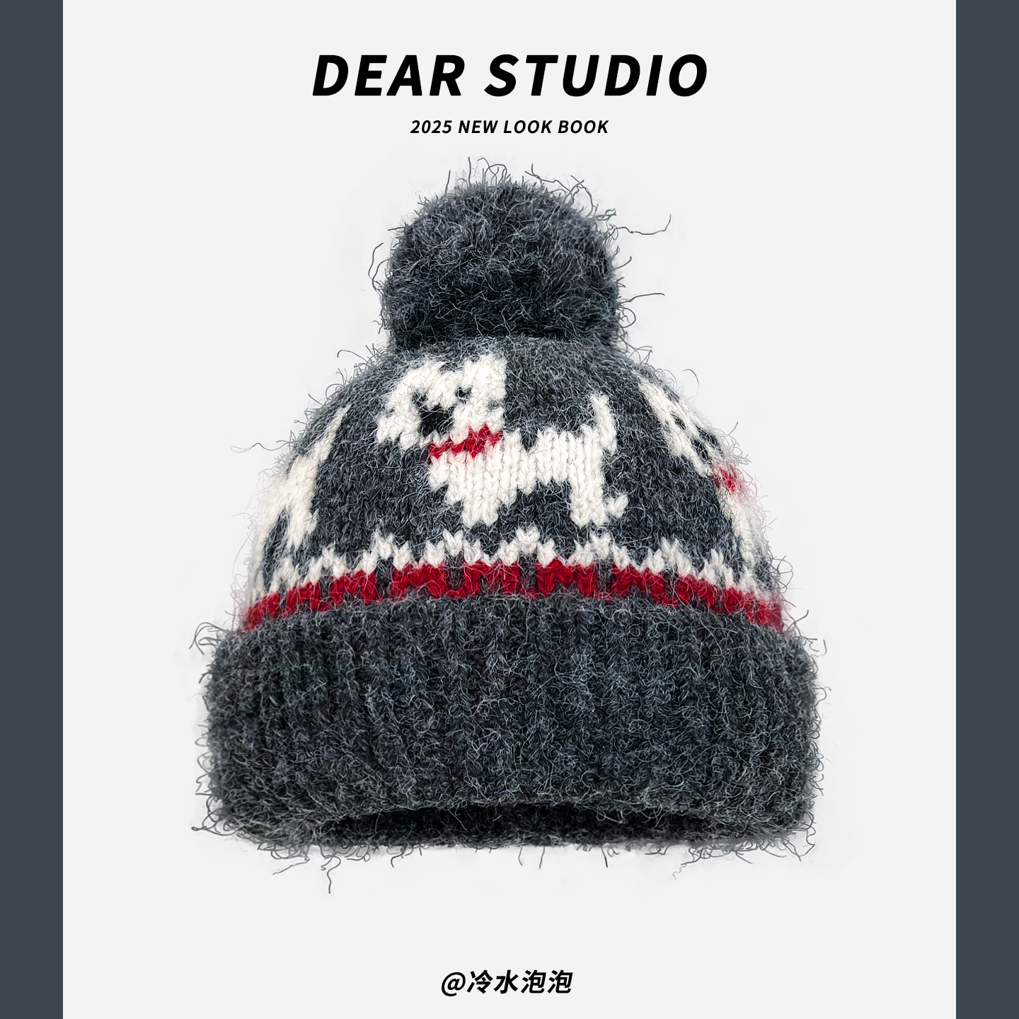 日系可爱小狗钩花球球针织帽子女秋冬季新款加厚保暖护耳毛线帽潮