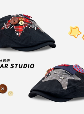 2026新款小众设计感五角星做旧贴布复古前进帽子女春夏百搭画家帽