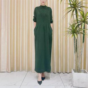 连衣裙 轻奢针织时尚 玥玥羊9817绿色钉珠气质设计款 气质秋冬长款