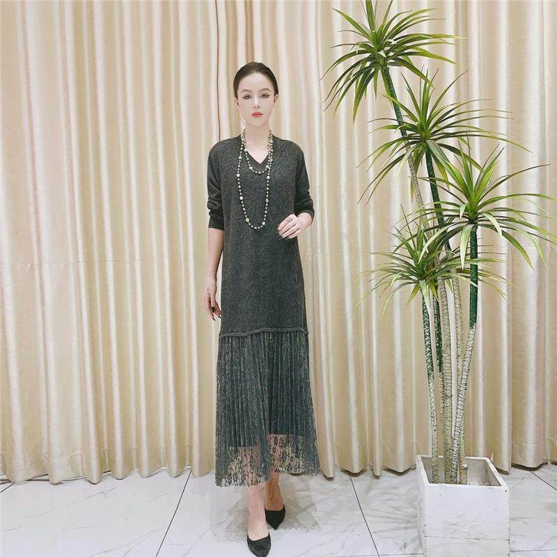 灰色拼接下摆提花设计款气质秋冬新品长款轻奢针织连衣裙时尚复古,女装/女士精品,连衣裙,淘宝优惠券,粉丝福利购,淘宝优惠卷