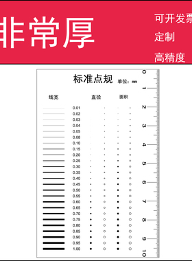 菲林尺订制新款标准版覆膜版加厚点规卡尺污点线点卡规检验规F-34