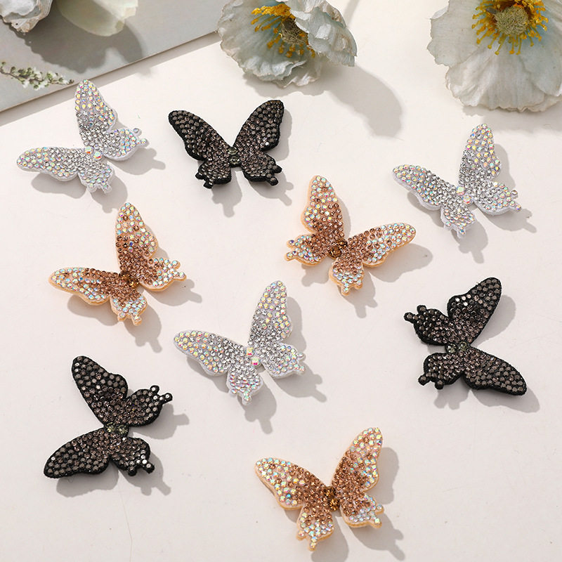 韩国时尚镶钻水钻蝴蝶贴片diy鞋花洞洞鞋扣服饰包包发夹配件
