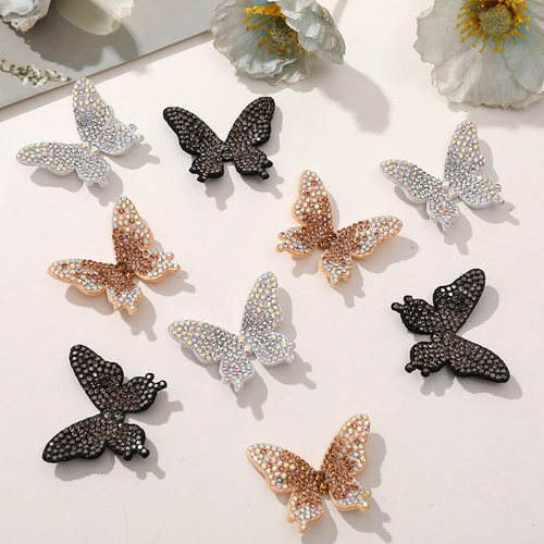 韩国时尚镶钻水钻蝴蝶贴片diy鞋花洞洞鞋扣服饰包包发夹配件