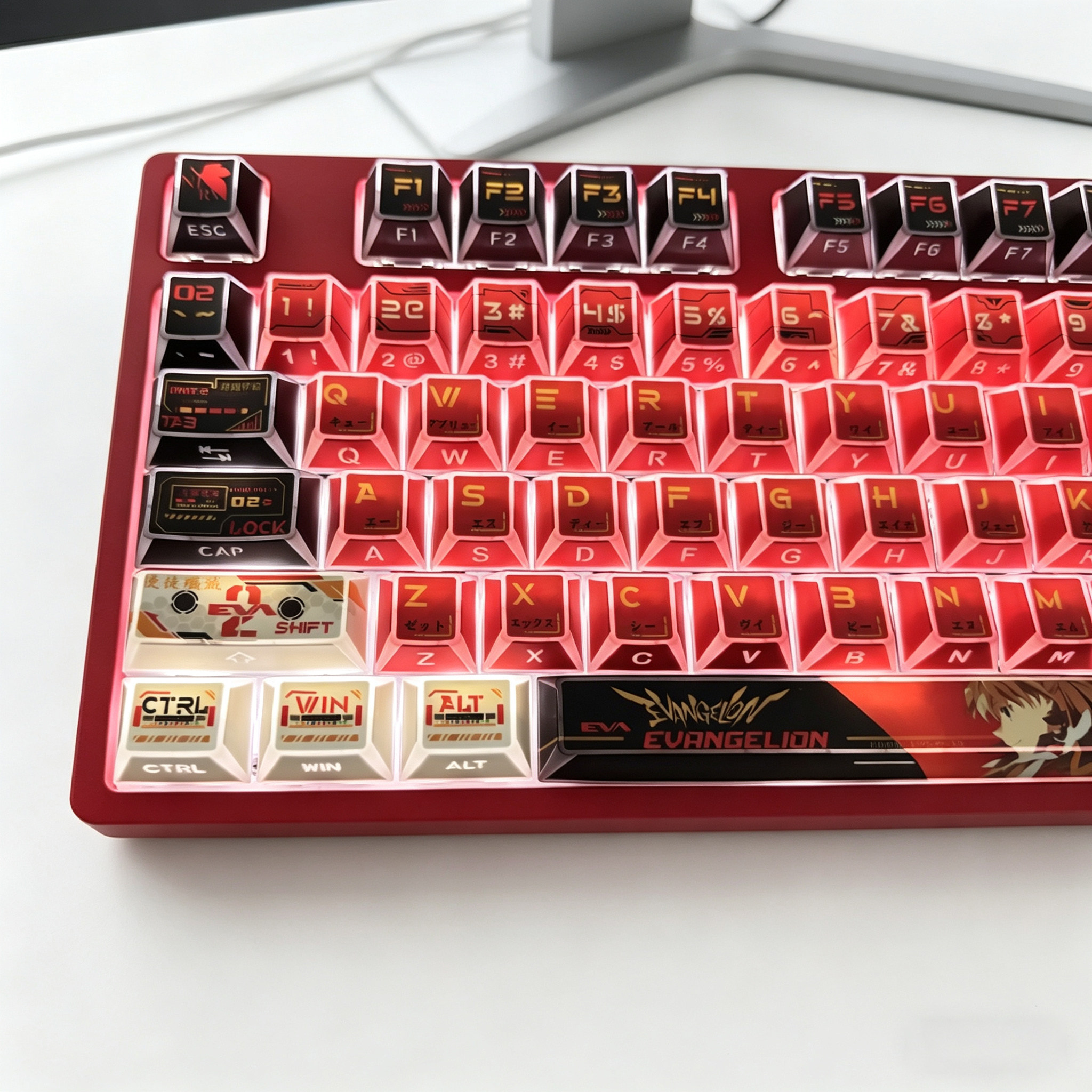 EVA明日香折影棱角透光侧刻键帽机械键盘PBT热升华原厂小全套磁轴