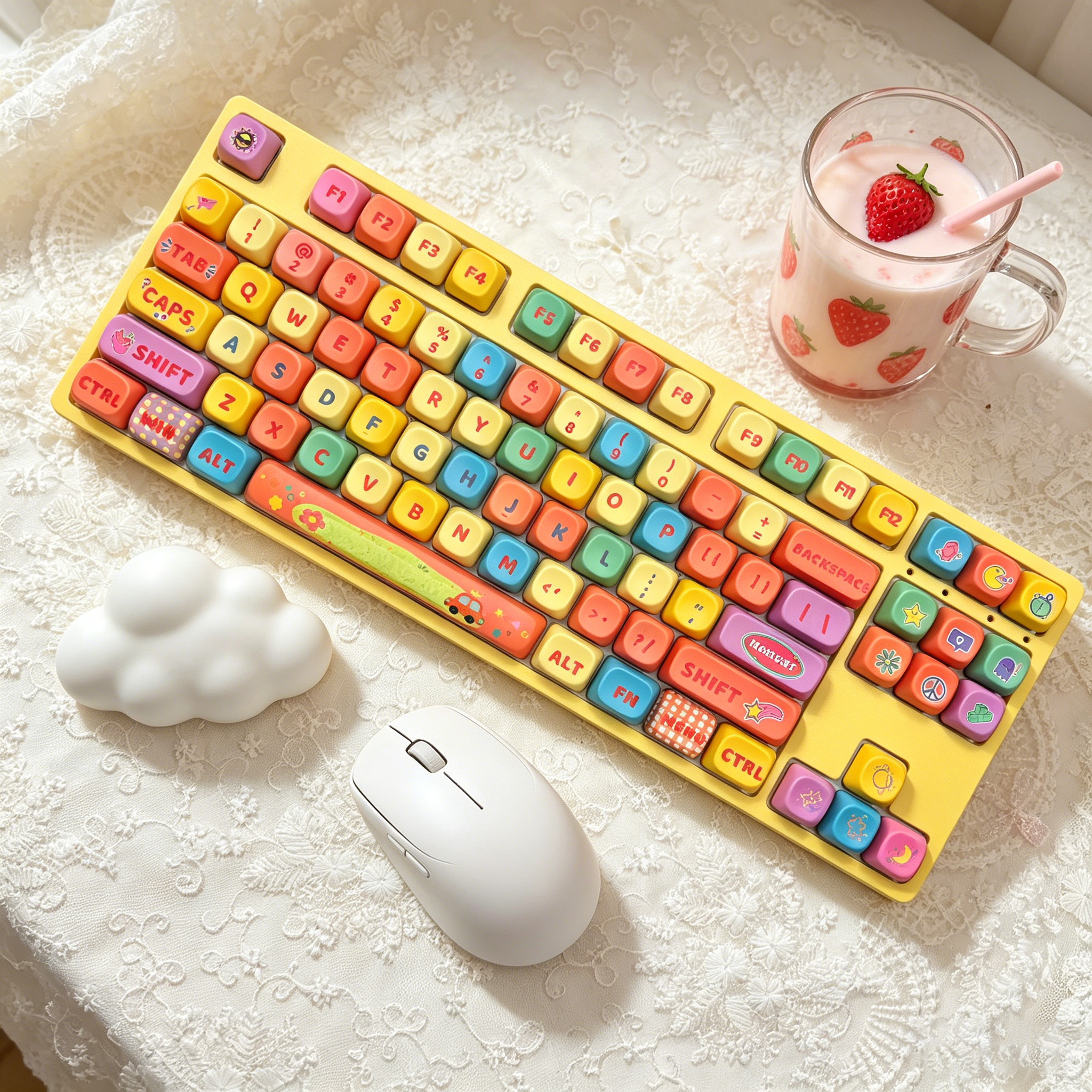 多巴胺彩虹机械键盘键帽MOA高度PBT热升华wooting迈从狼蛛