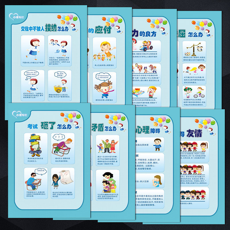 scy23健康学生宣传心理专栏栏墙海报压力挂图贴纸宣传画消除消解