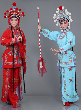 京剧戏曲越剧女打衣白蛇传盗仙草古装小青服饰 武旦 刀马旦战衣裙