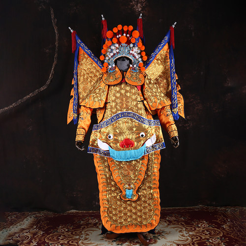 京剧武生武将全金绣花脸男大靠