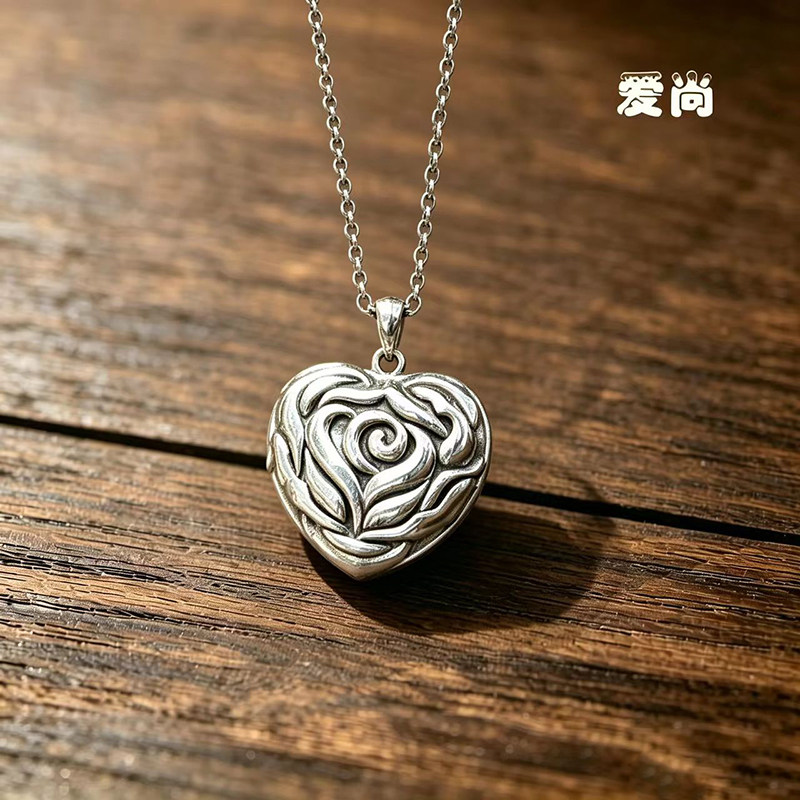 泰银玫瑰925纯银可以放照片雕花
