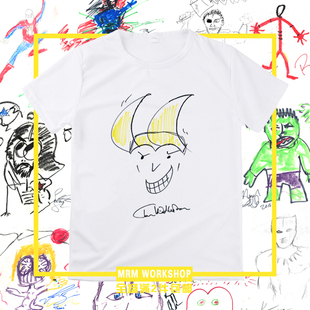 复仇者联盟洛基钢铁侠蜘蛛侠灭霸抖森手绘自画像漫威周边T恤短袖