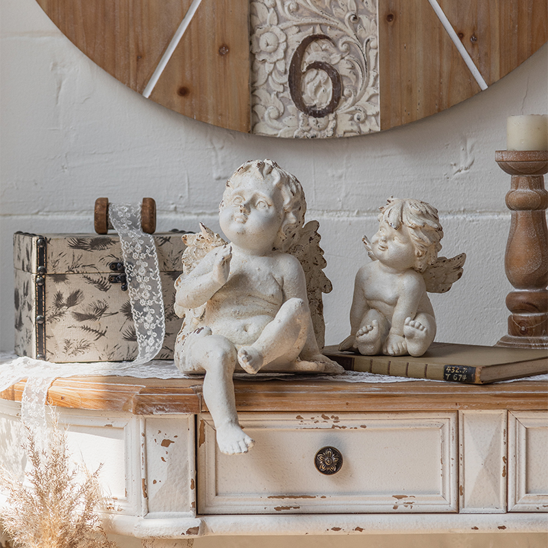乐奇美式做旧天使客厅艺术摆件