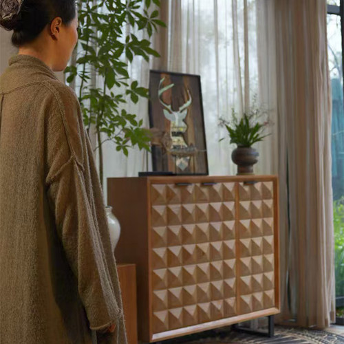 诧寂风轻奢鞋柜乐奇储物法式做旧