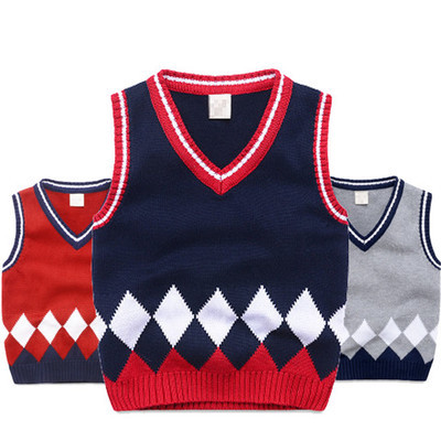新款中小童装背心针织毛衣马甲