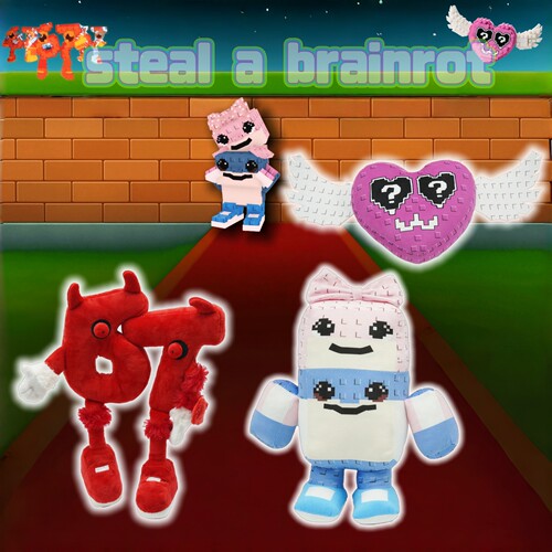 新版Steal a Brainrot毛绒玩具窃取脑腐67爱心方块玩偶礼物盗脑腐