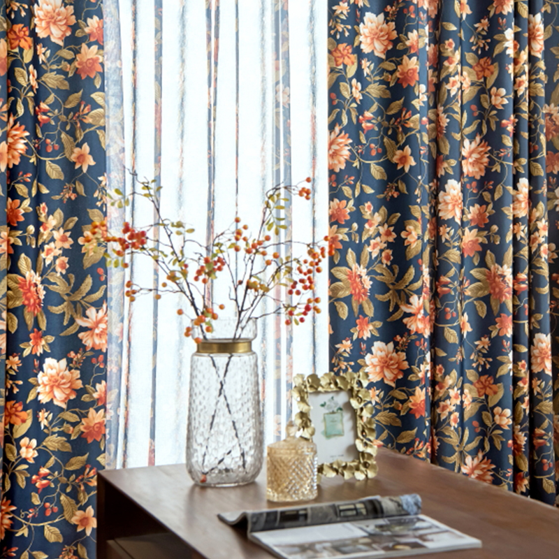 定制卧室印花窗帘美式客厅