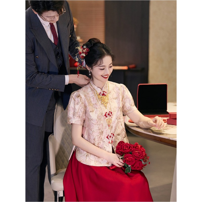 朱雀记新中式敬酒服大码胖mm秀禾服女新娘订婚回门便装孕妇婚服高图片