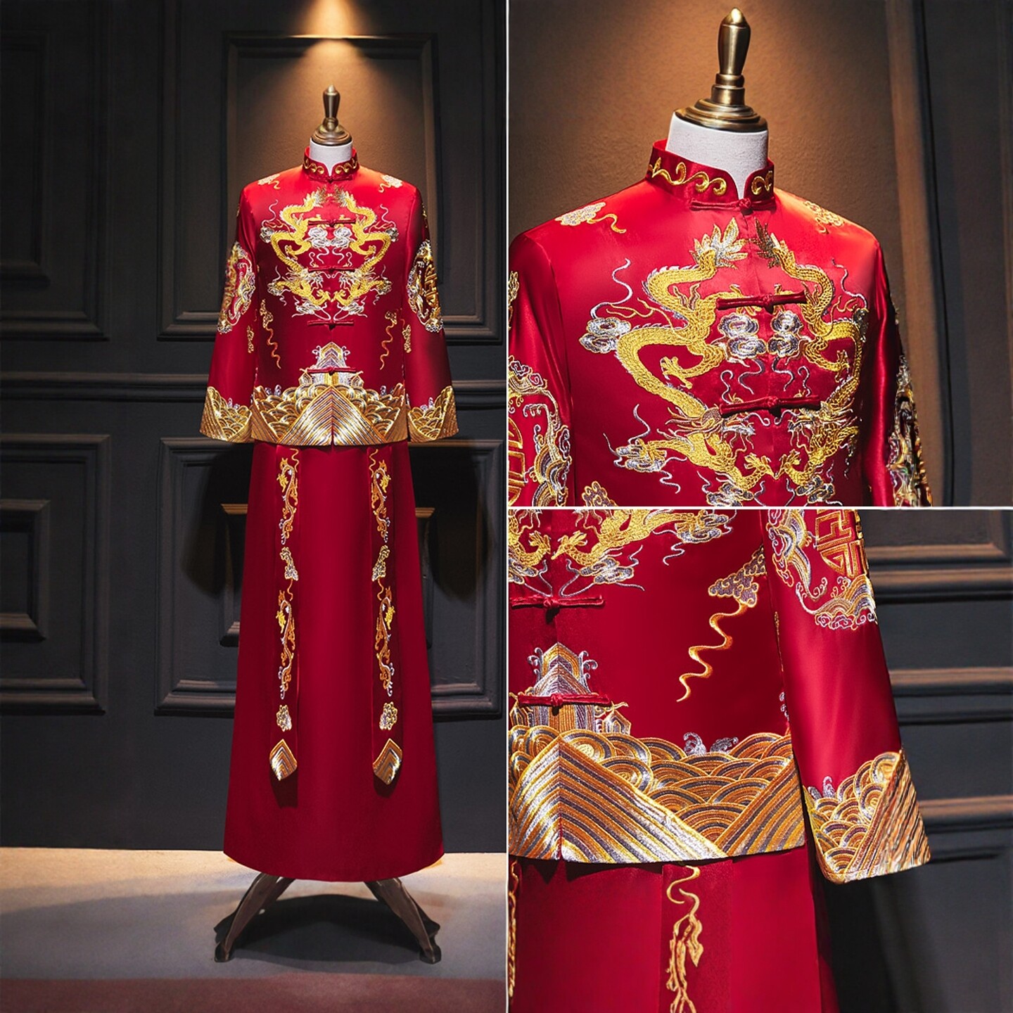 朱雀记新秀禾服男装中式结婚新郎敬酒礼服中国风大码龙凤褂接亲服