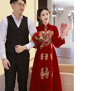 朱雀记孕妇新娘敬酒服中式2026订婚连衣裙大码胖mm结婚回门服长袖