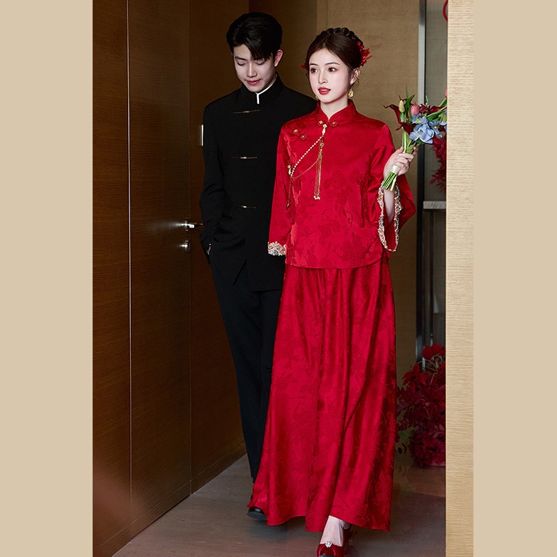朱雀记新中式孕妇敬酒服新娘秀禾服结婚订婚马面裙大码胖mm遮肚子图片