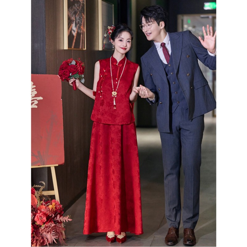 朱雀记孕妇敬酒服高腰遮孕肚新娘结婚回门便装大码胖mm秀禾服订婚图片
