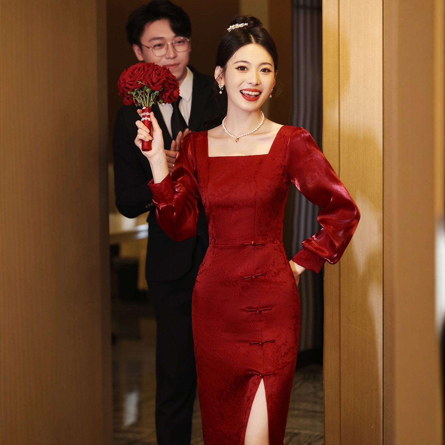 朱雀记敬酒服新娘小个子新中式