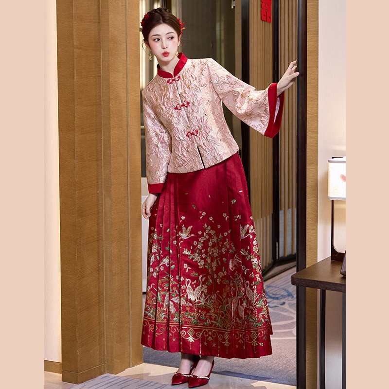 朱雀记新中式孕妇敬酒服秀禾服婚礼结婚旗袍马面裙套装大码胖mm遮图片
