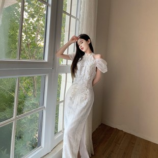 朱雀记新中式晨袍女回门新娘订婚旗袍礼服轻奢小众高端宴会连衣裙