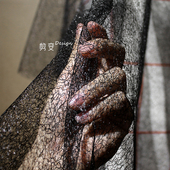 黑色不规则肌理头纱网纱透视服装 设计师面料高档礼服连衣裙子布料